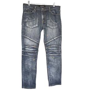 Thread Workshop Slim Fit Straight Leg Men's Jeans 36 x 30 splatter Paint Wash